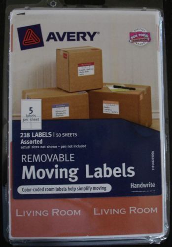 AVERY Removable Moving Labels 218 labels/50 Sheets Assorted - New