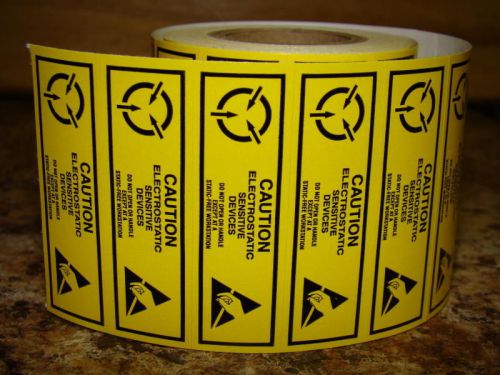 500 Static Warning Labels 2x.625 CAUTION Electrostatic Sensitive Devices Roll
