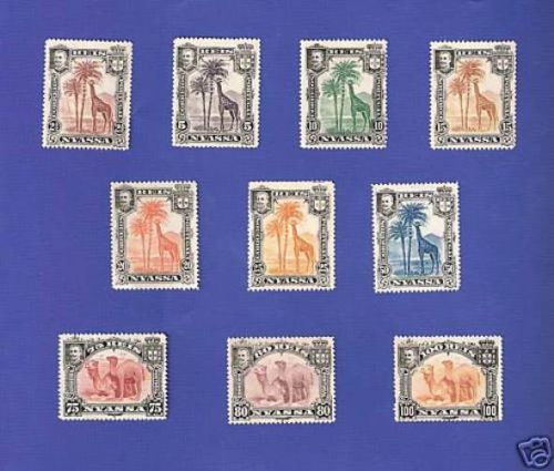 Nyassa 1901 &#034;camels &amp; giraffes&#034;- 10 stamps mng sc#26-35 for sale