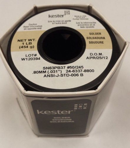 Kester Flux Core No Clean 245 Solder Wire .031&#034;dia. 1lb Spool SN63PB37