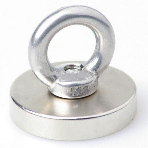 Strong disc round permanent nd-fe-b neodymium pick up magnet eyebolt ring 50mm for sale