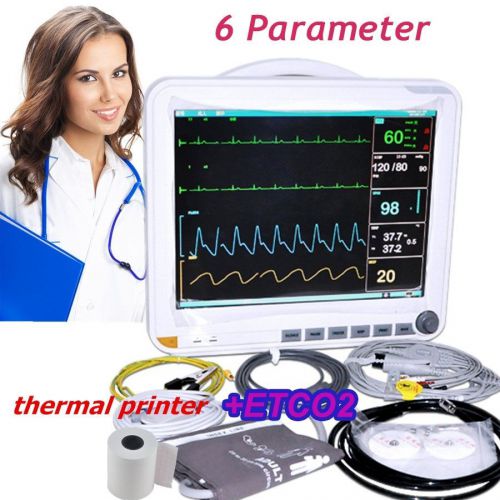 15-inch ICU CCU 6-Parameter Patient Monitor Vital Sign +Thermal Printer+ ETCO2
