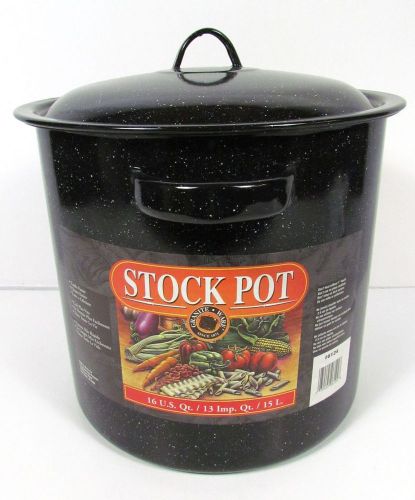 NEW 16-QT STOCK Stew POT Black Speckled Granite Ware