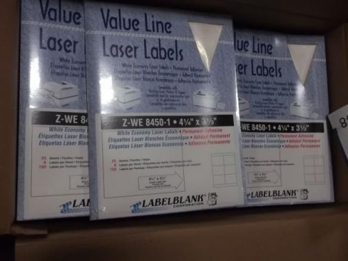 Six packages of 25 Sheets - 4 1/4&#034; x 3 1/3&#034; Laser Labels, 900 Labels total