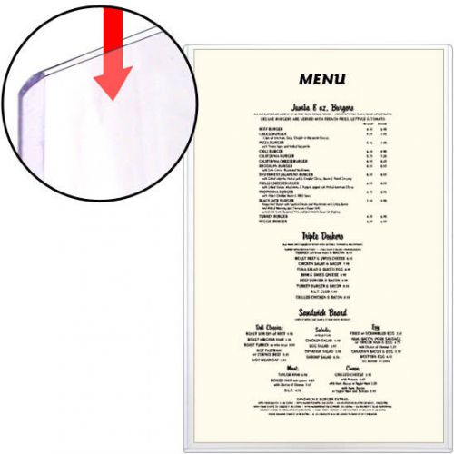 Rigid plastic menu holders - 8  1/2 &#034; x 14&#034; - hpp812x14-menu-25 for sale