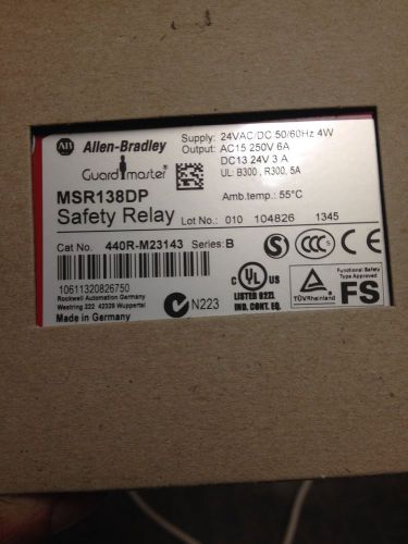 Allen-Bradley Safety Relay MSR138DP PN 440R-M23143 NIB