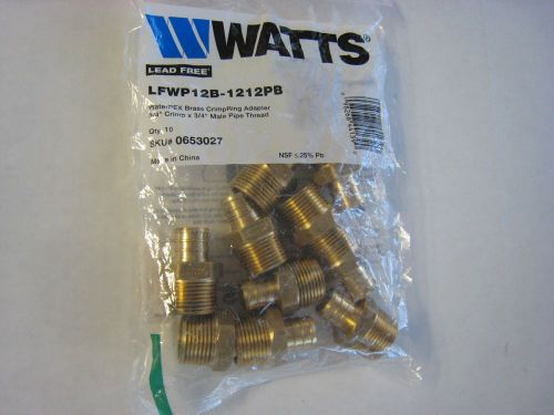 Watts brass pex 3/4&#034; crimp x 3/4&#034; male pipe thread, lead free, (qty - 10) for sale