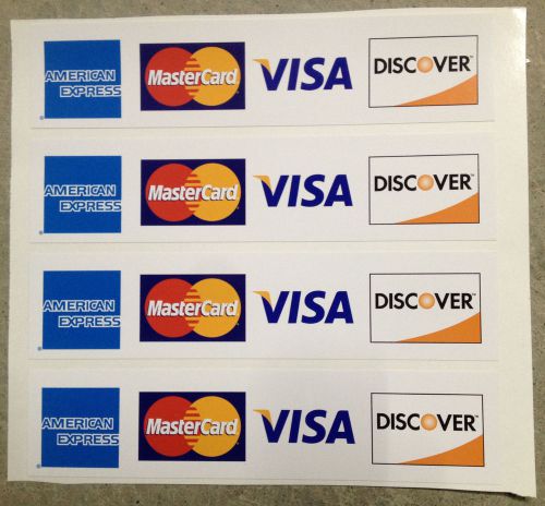 QTY 4 CREDIT CARD LOGO DECAL STICKER - Visa / MasterCard/Discover/Amex