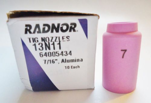 Box of (10) Radnor 7/16&#034; TIG Nozzles 13N11 Alumina 64005434 Standard #7