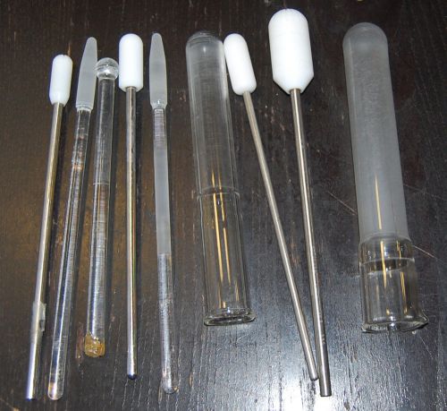 Lot of 9 tissue cell lysis grinder homogenizer glass steel pestle wheaton for sale