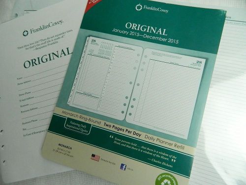 Franklin Covey Monarch Original Planner Refill Jan-Dec 15 Two Pages Per Day