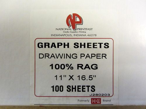 National Printfest K&amp;E 100 Graph Sheets Drawing Paper100% Rag 11X16.5 471240