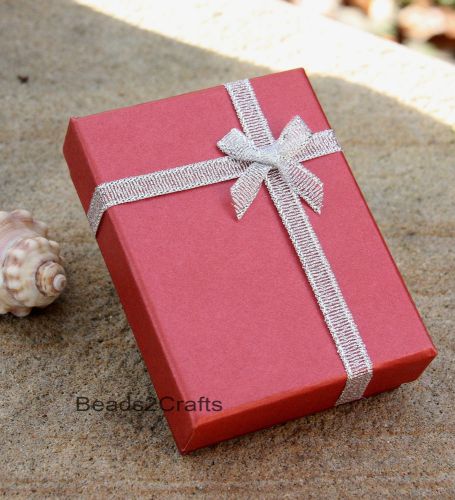2 nice Soft Red Pearlescent  paper Jewelry Presentation Gift Box 9.5x7x2.8mm