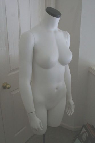 Professional female torso mannequin with rolling base, white for sale