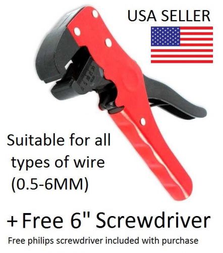 NEW Automatic Wire Stripper &amp; Cutter Pliers Tool + Free 6&#034; Philips screwdriver
