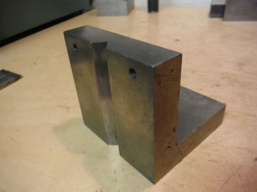 MACHINED STEEL ANGLE PLATE WITH V GROOVE MACHINIST TOOLING JIG FIXTURE