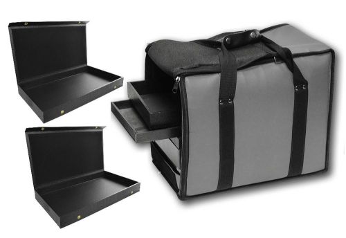 Gray case jewelry travel case salesmen carrying case w/snap lid trays &amp; inserts for sale