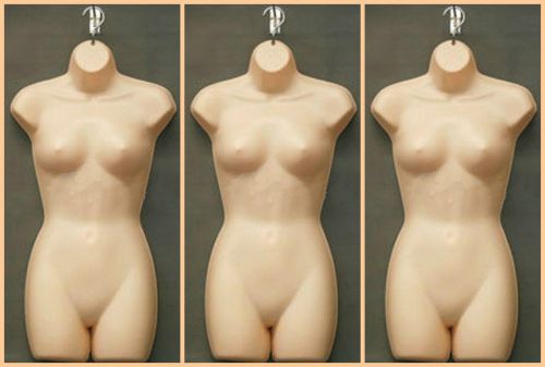 3 PIECES hanging female dress form skin tone hollow back mannequin small med.