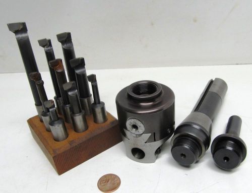 PRECISION BORING HEAD WITH 1/2&#034; STRAIGHT &amp; R8 SHANK + CARBIDE-TIPPED BORING BARS