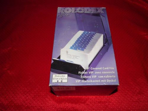 NEW ROLODEX VIP Office Covered Card File 2 1/4&#034; x 4&#034; Includes 500 Cards Black