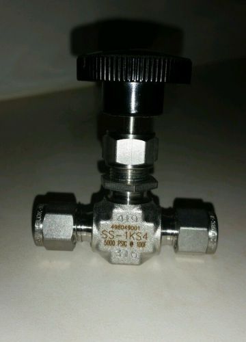 Ss integral bonnet needle valve, 0.37 cv, 1/4 in. swagelok tube fitting, ss-1ks4 for sale