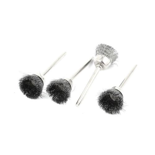 4pcs 3mm Shank 15mm Cup Dia Stainless Steel Wire Polishing Brush for Rotary Tool