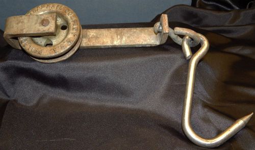 Antique industrial butcher philadelphia tramrail co usa meat hook &amp; pulley for sale