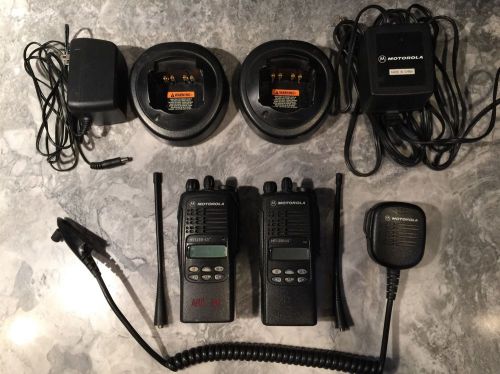 Lot of 2 motorola ht1250-ls+ radio aah25sdh9dp5an 450-512mhz with chargers for sale