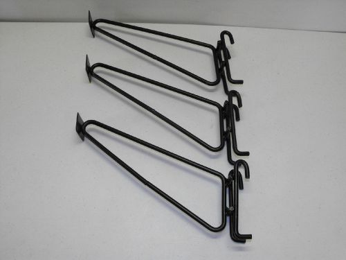 3x slot board hook hooks slat wall merchandise holder metal steel black peg 10&#034; for sale