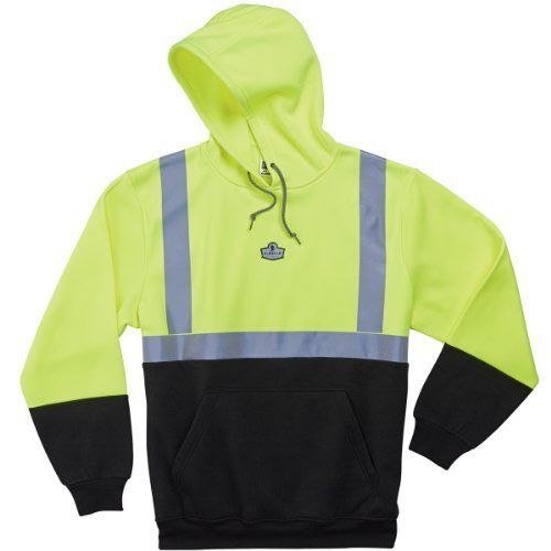 GLoWEAR 8293 Class 2 Hooded Sweatshirt with Black Front  Large  Lime/Black