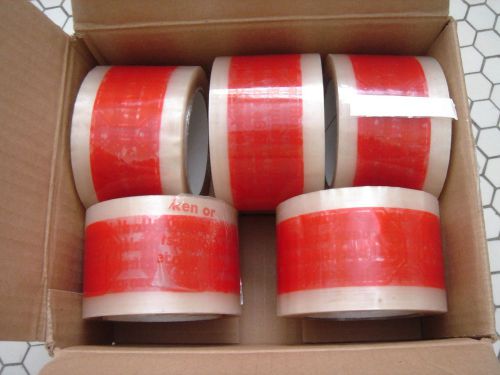 5 ROLLS 3 &#034; SEALING PACKING TAPE  3 In x 110 Yds 2 Mil CLEAR PRINTED + STOP SIGN