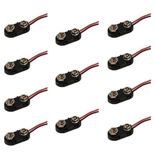 New 10 Pcs Snap on 9V (9 Volt) Battery Clip Connector Soft Shell T Type Black