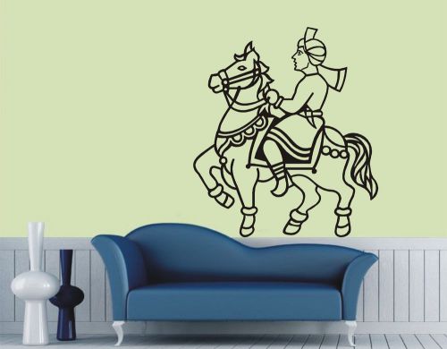 silhouette of Indian rider vinyl sticker decals drawing room, bedroom #114