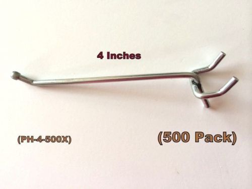 (500 PACK) American Made 4 Inch Metal Hooks. For 1/8 or 1/4 Pegboard or Slatwall