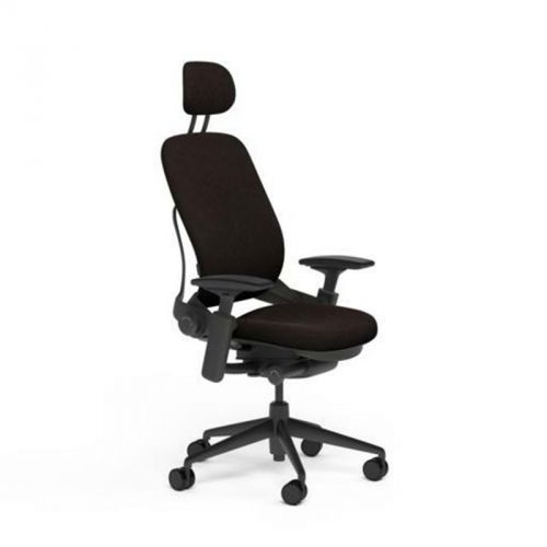 Steelcase Adjustable Leap Desk Chair Headrest Chocolate Buzz2 Fabric Black frame