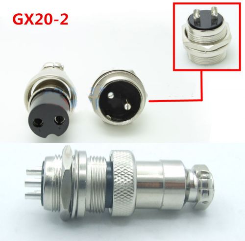 1 sets GX20-2-Pin Aviation Plug Male and Female Panel Metal plug Chassis ?20mm