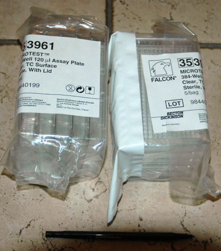 10 BECTON DICKINSON 353961 MICROTEST 384-WELL 120ul ASSAY PLATES with Lid - NEW