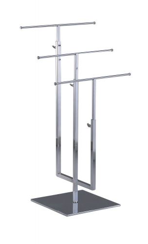 New 2-Tier Adjustable Necklace &amp; Jewelry Stand Display Chrome Square Base