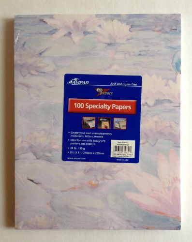 NEW Ampad Lotus Flowers Impressionist Specialty Papers 8.5&#034;x11&#034; 100 Sheets 24lb