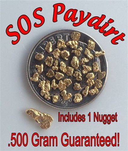 Gold paydirt includes .500 gram gold pickers includes 1 nugget per bag guarantee for sale