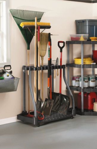 40 Tools Rack Organizes Casters Storage Broom Mop Holder Home Garage Cleaning