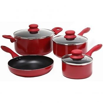Gibson colorsplash branston 7 pc cookware set- red for sale