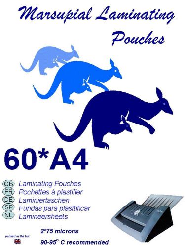60 a4 laminating pouches laminator pouch laminate from marsupial foils for sale