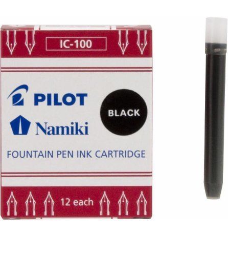 Pilot Namiki IC100 Fountain Pen Ink Cartridge, Black, 12 Cartridges  (69100)