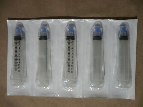 Pack of 5 kendall monoject 12cc luer lock syringe with tip cap for sale