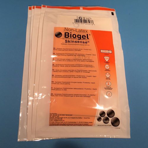 (5) Non-Latex BIOGEL sz 6 - Skinsense Synthetic Polisoprene Surgical Gloves