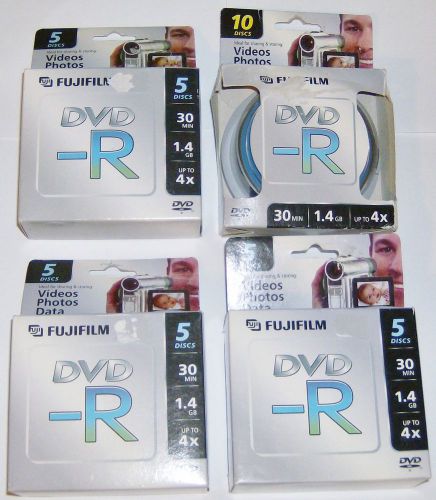 LOT OF 25 NEW SEALED FUJIFILM MINI DVD-R 30 MIN. 1.4 GB FOR CAMCORDER,CAMERA 4X