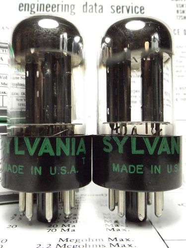2- 6sn7gtb sylvania chrome vintage tubes highfidelity plus grade strong testing for sale