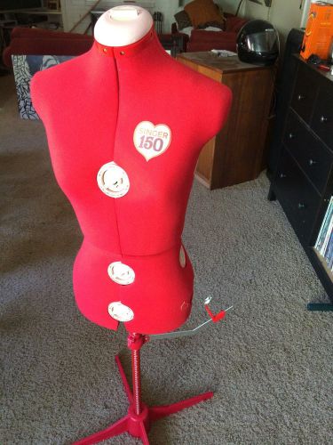SINGER Adjustable Dress Design Form Stand Classic Red w/ Hem Guage, Medium