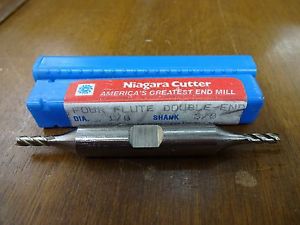 NIAGARA CUTTER 1/8&#034; / 3/8&#034; Double End 4 Flute Center Cutting HSS End Mill Bit